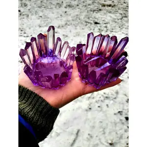 Amethyst Resin Crystal LED Candle Holders / Tea Candle Holder / Amethyst Resin Crystal Tea Light Holder / Resin Home Decor Candle Holder