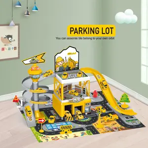Parking Garage Toy Playset, Race Car Ramp Track Toys Sets Garage Playset with 3 Little Alloy Racer Cars Adventure Track, Christmas & Birthday