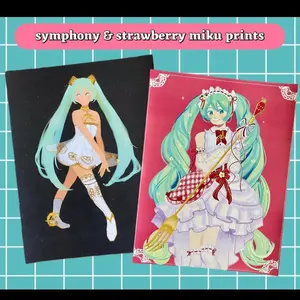 hatsune miku | symphony & strawberry miku matte art prints