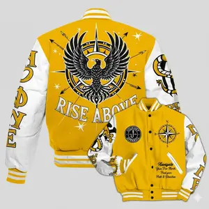 Alpha Navigator Varsity Jacket | Yellow & White Streetwear Bomber All Over Print Full Size S-5XL