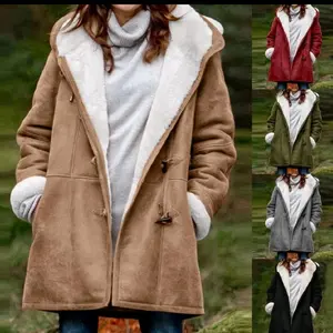 Winter Jackets For Women Sherpa Lined Duffle Toggle Coat Hooded Fleece Jacket in Multiple Colors