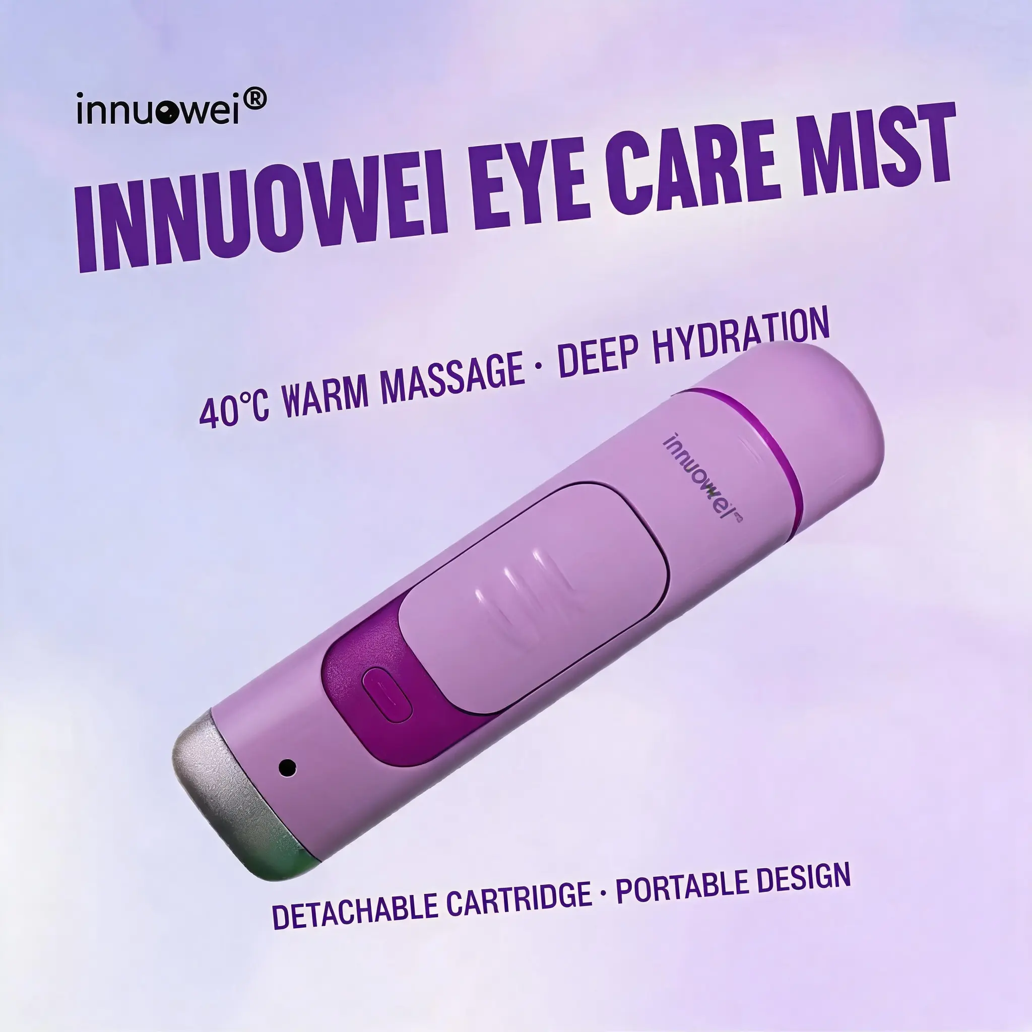 Innuowei Nano Mist Steamer - 40℃ Constant Warm Hot Compress Massager with Vibration, Disposable Pod Hydrating Device for Dry Eyes, Portable Mini Spa Tool to Relieve Strain
