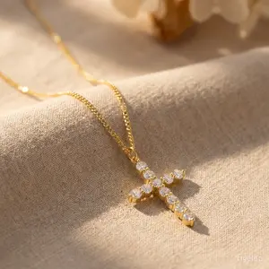 Sterling Silver Cross Necklace, 5A CZ Diamond Infinite Elements, 18"+2" Silver Chain, Classic Cross Faith Jewelry Gifts for Daughter Wife