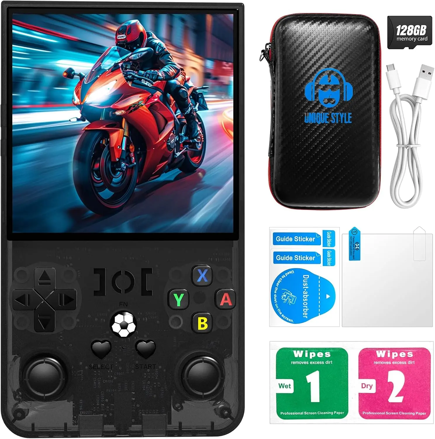 R36MAX Retro Handheld Game Console, 4.0 Inch 720x720 IPS Screen, 64GB Built-in 18,000+ Classic Game, Portable Hand Held Open Source Linux System, 4000mAh Battery Retro Gaming Console(Black 64GB)