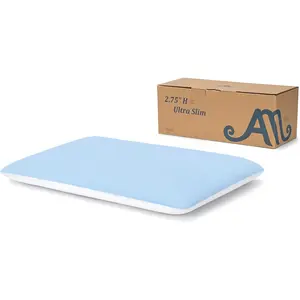 2.75 Inches Standard Size Slim Pillow for Stomach and Back Sleepers - Thin, Flat for Cervical Neck Alignment and Deeper Sleep.