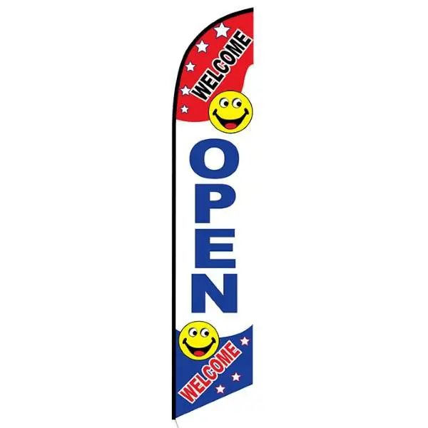 WELCOME OPEN WELCOME 12ft Feather Banner Swooper Flag - FLAG ONLY (3)