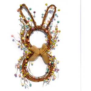Easter Bunny Spring Wreath Blossom Rabbit Garland with Pastel Berries Artificial Floral Wreaths for Front Door Decor 2026 new