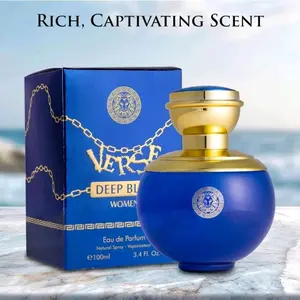 VERSE Women's Deep Blue Eau de Parfum 100ml Rich Captivating Scent Floral Citrus Sweet Natural Spray Elegant Perfume Fragrance Notes Lavender Highly Scented