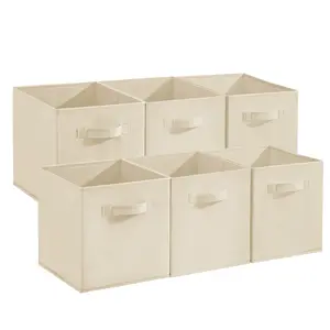 12 Pack Fabric Storage Cubes, Collapsible Cube Storage Organizer Bins with Handles, Foldable Cloth Basket Boxes, Folding Toy Organizer  for Closet, Nursery, Pantry & Home,