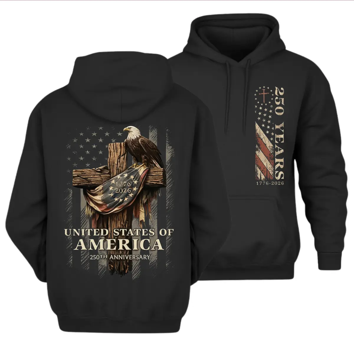 Patriotic Nautical Tee Celebrating 250 Years Hoodie for men, American Flag and Eagle Symbols Military Veteran Pride Hoodie,4th of July Hoodie