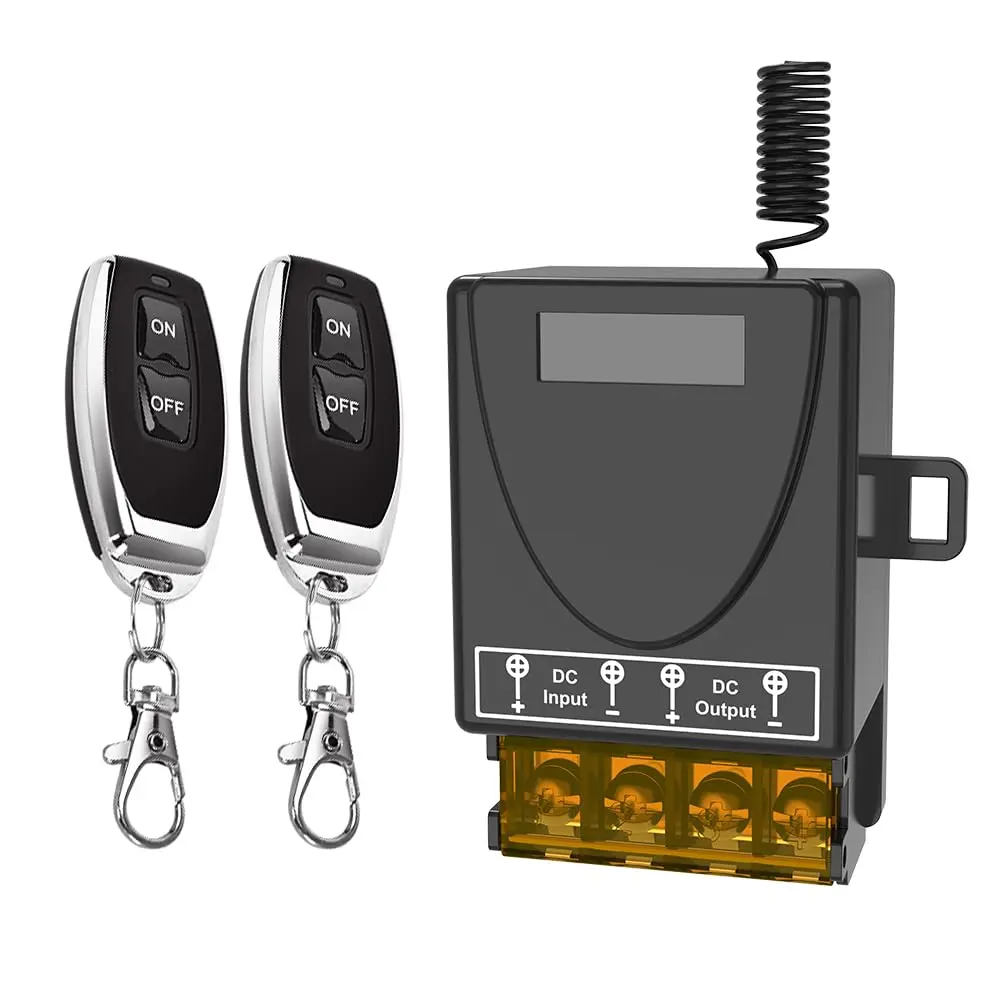 12V RF Remote Relay - 30A High Power Load, DC12-72V Compatibility, 433MHz Signal, 328ft Long Range for Home Improvement, Industrial Control, Fans, Cameras