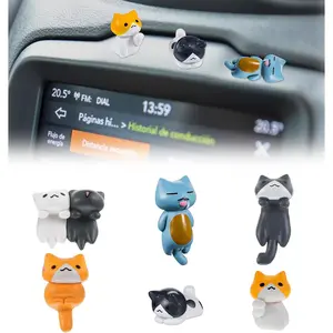 6 count Mini  Figurines, Cute   Dashboard Decorations Funny Cats  Accessories Interior Decor for  Rear View Mirror &   Office Desk ,  for Cats Lovers,