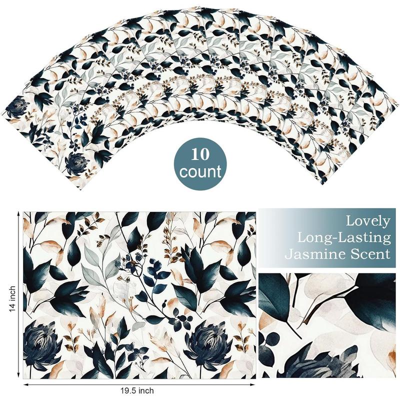10 Sheets Drawer Liners Dresser Lavender Scented Drawer Liners Non Adhesive Scented Paper Fragrant  Shelf Closet(Linen,Dark Style) room cleaning Teak and Leather Home Fragrance