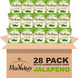 Miss Vickie's Kettle Cooked Potato Chips, Jalapeno, 1.375 Ounce (Pack of 28)