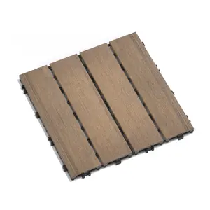 11.8*11.8*0.86 Inch WPC Composite Wood Interlocking Deck Tiles, Weather Resistant High Load Bearing Flooring Mats, Easy Install Anti-corrosion Indoor Outdoor Universal Patio Floor Tiles