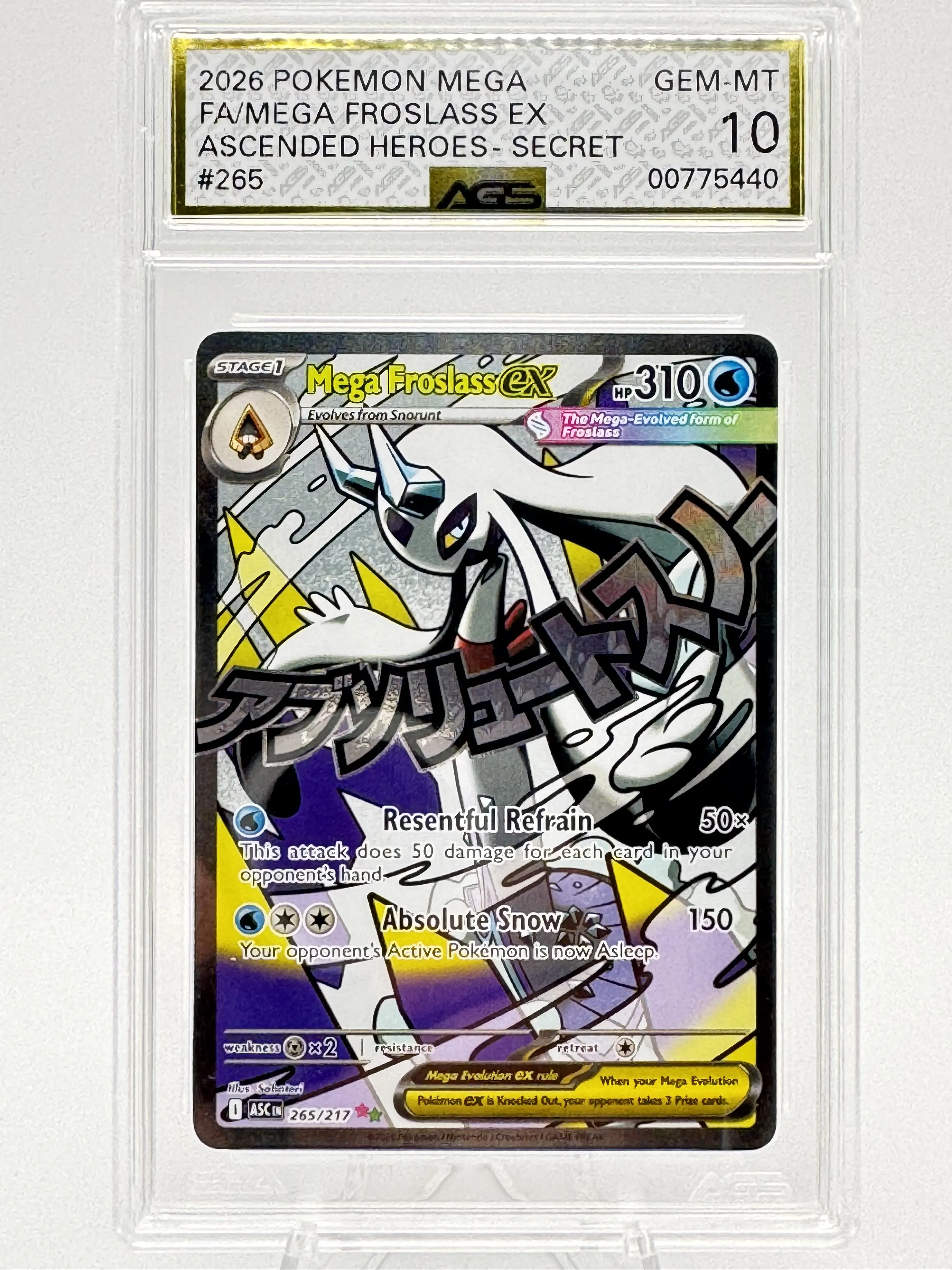 Graded AGS 10 Mega Froslass EX 2026 Ascended Heroes 265 Holographic Pokemon Card