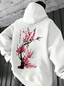 Men's Hooded Sweatshirt with Floral Print, Casual Fashion, Spring & Fall Wear, Trendy Design, Essential for Stylish