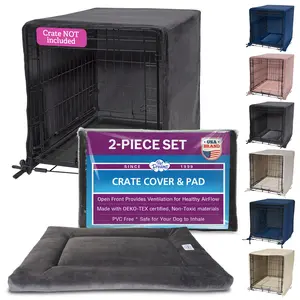 Pet Dreams Dog Crate Cover & Mat- Breathable Non-Toxic Kennel Topper for Single-Door Crates, Fits iCrate Dog Cages 18, 24, 30, 36, 42, 48 Inches