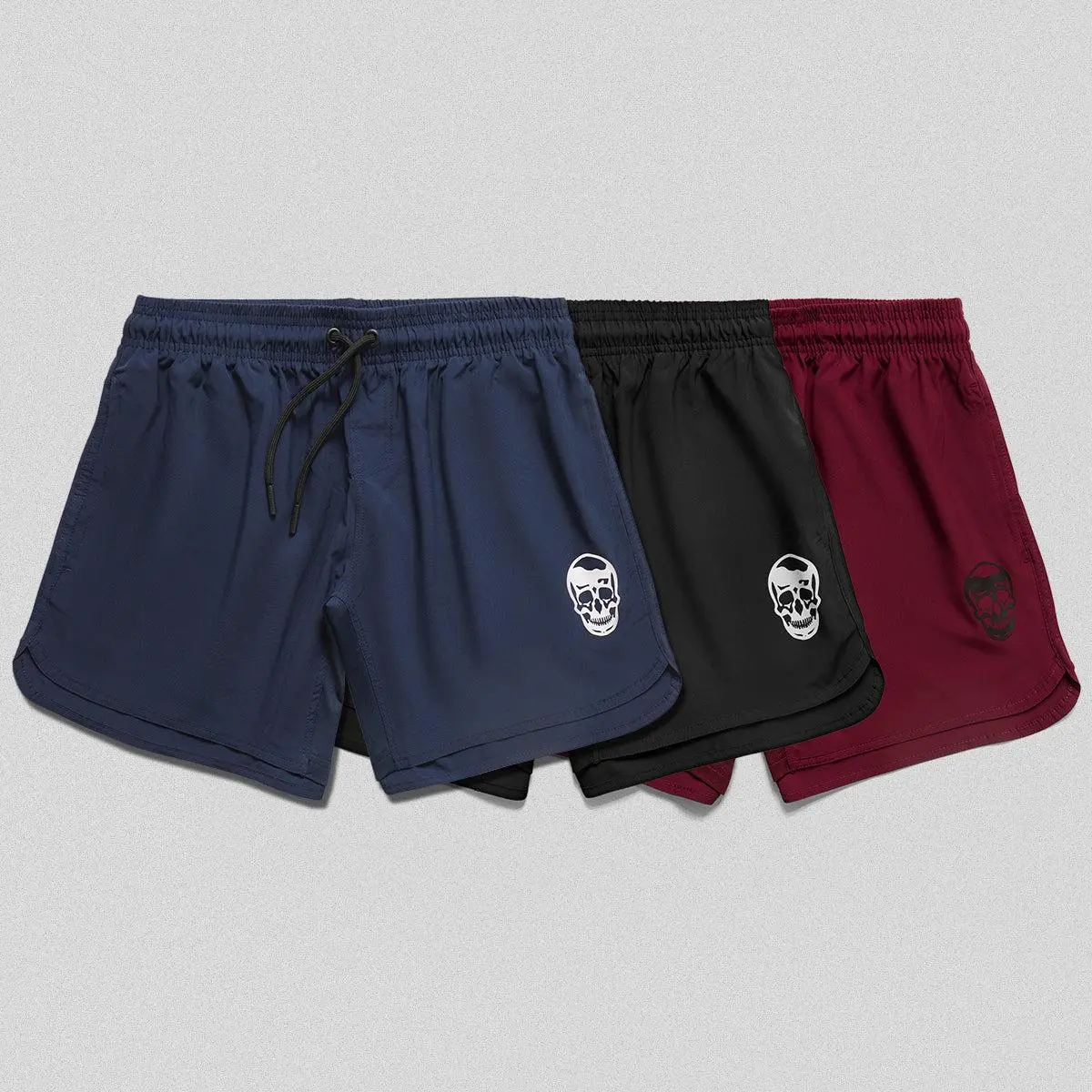 Premium 4-Way Stretch Training Shorts Bundle - Black, Navy, Burgundy for Summer Sports Activities