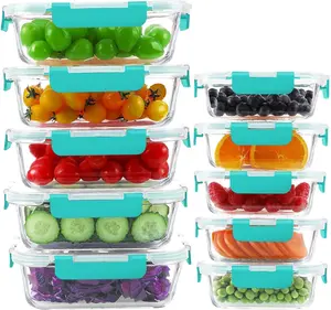 Containers, 10 Pack Meal Prep Containers, Airtight Containers with Snap-Lock Lids, 34 oz and 13 oz green Container Set with Lids, for/Oven/Freezer