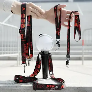 Lightstick Lanyard Fan Made - Red & Black Edition - Bomb Strap with All Member Names, Durable Lanyard for Concerts - K-pop Accessories