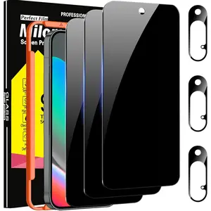 3 Pack  Screen Protector for  Pixel 10 Tempered Glass with 3 Pack Camera Lens Protector, Ultra 9H Accessories [Support Fingerprint Unlock] Case Friendly, Black