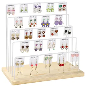 Earring Display Stand for Selling Earring Rack Display Holder with 40 Earring Cards 5 Tiers Jewelry Display for Vendors White