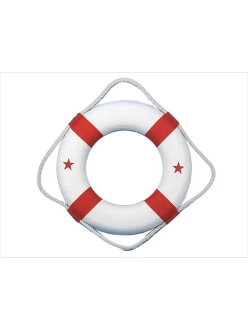 Handcrafted Model Ships New-Lifering-6-red Classic White Decorative Lifering With Red Bands 6 in.