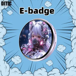 SIMSONLAB Electronic Badge with HD Dynamic Display, Supports Pictures and 20s Mp4 Videos, Long Battery Life, High-Speed BT-compatible Transfer, Offline Sharing, 7-Color Support Lights, Adorable Accessories, Support for Concerts, Events & Cosplay