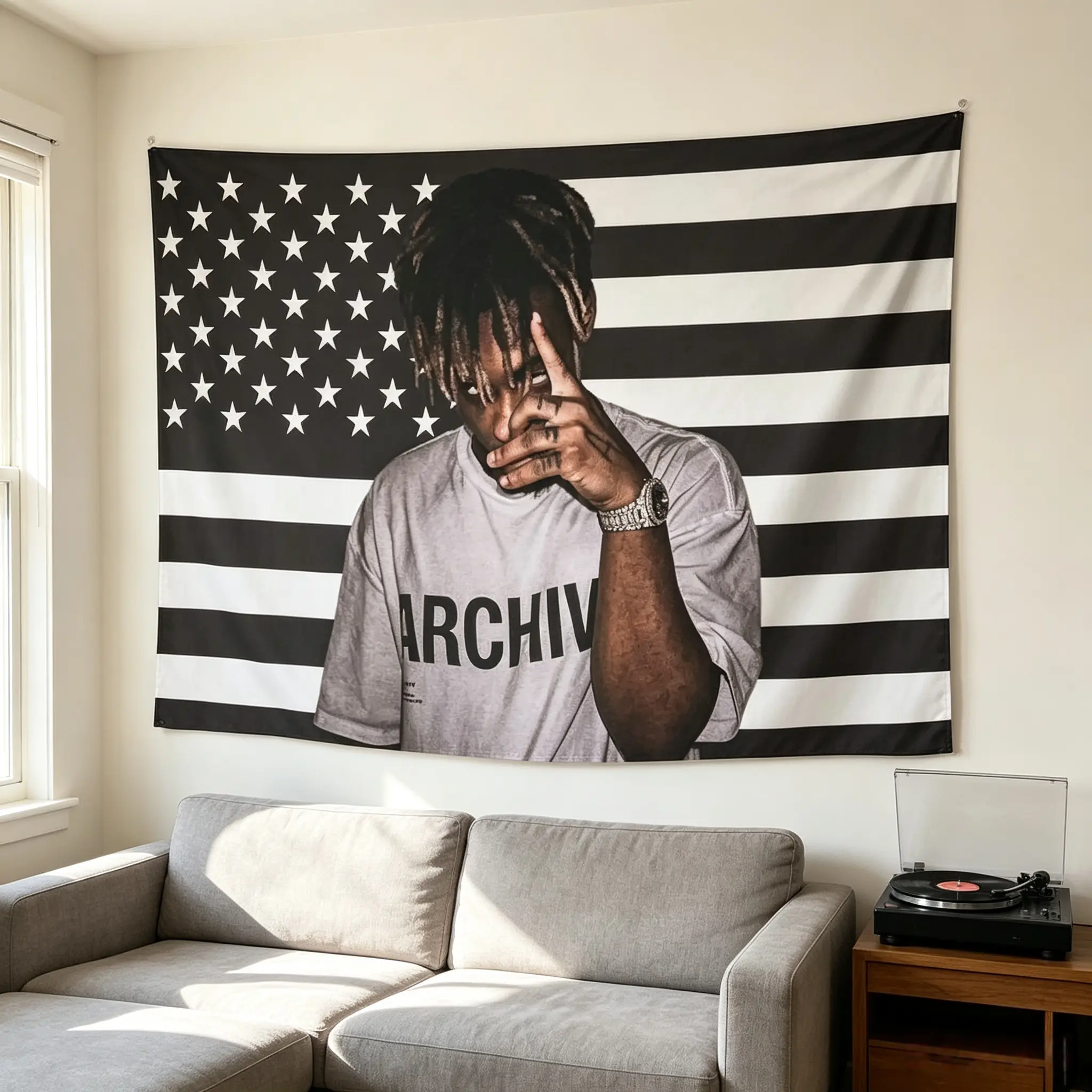 1PC Juice Music WRLD Rapper Inspired Music Flag - Wall Decoration For Bedroom, Living Room, And Dormitory Of Teenage Boys, Men's Cave Tapestrytapestrytapestry