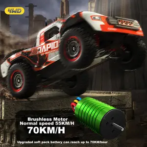 1: 16 four-wheel drive high-speed off-road vehicle, brushless common stock battery with a speed of 55KM/ h paired with soft pack battery with a speed of 70KM/ h carbon brush motor with a speed of 38KM remote control truck shell  competitive