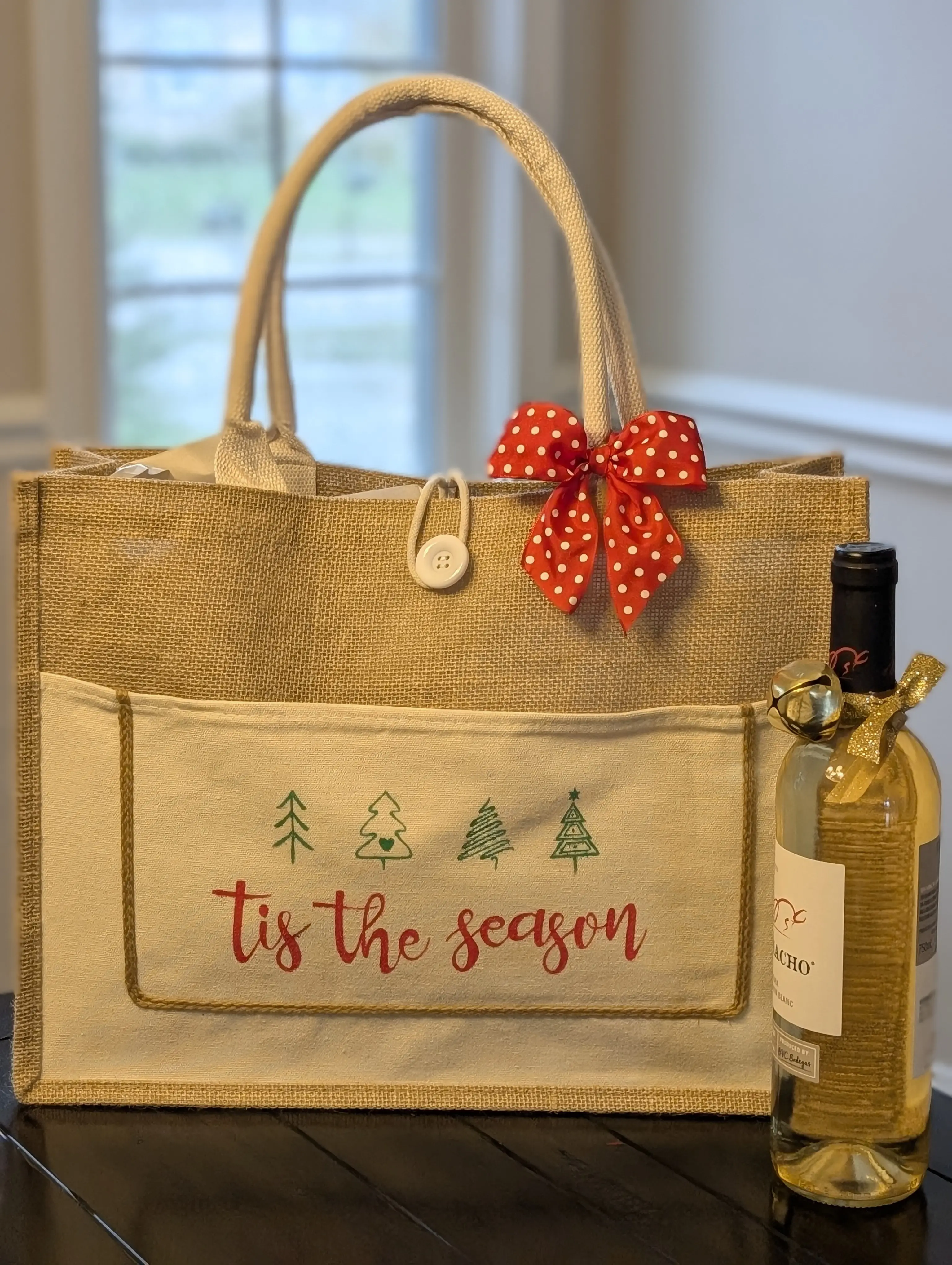 Deepa's Art Studio Hand-Painted Custom Large Jute Tote Bag - Splash-Proof Design