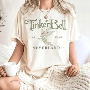 Vintage Tinker Bell Shirt Tinkerbell 1953 Neverland Shirt Peter Pan Fairy Magical Casual Cotton Smart Wear Cotton Tee Basic Tee Fabric Light