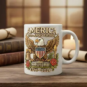 Limited Edition USA 250th Anniversary Ceramic Mug (1776-2026) - Patriotic Eagle & Liberty Bell Commemorative Collector's Cup, Independence Day Gift