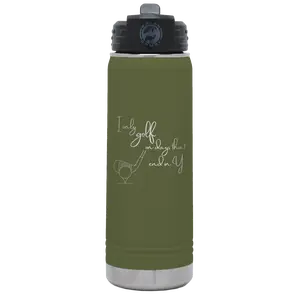 Personalized Days that end in Y 20 oz Water Bottle - Olive Green