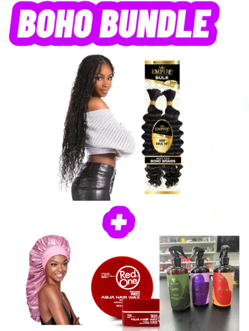 Sensationnel Boho Empire 100% Human Hair Deep Bulk 6-Week Boho Bundle (Free GIFTS + Shipping)