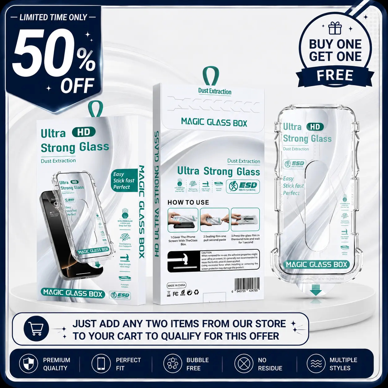 [2 Pack] iPhone 17/16/15 Pro Max Clear Tempered Glass Screen Protector, 9H Military-Grade Hardness, Dust-Free Easy Install Tray, Anti-Scratch, Shatterproof Protective Cover for Smartphone, Cellphone & Handheld Devices