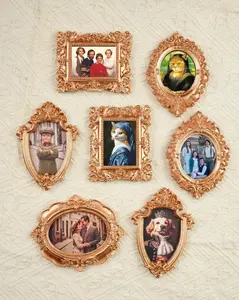 Custom Vintage Photo Frame Magnet, Personalized Gold Picture Frame for Fridge, Memorial Family Photo Gift, Antique Style Magnet with Stand