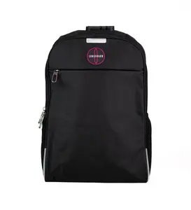 Longboard Black Backpack - Magenta & White Logo