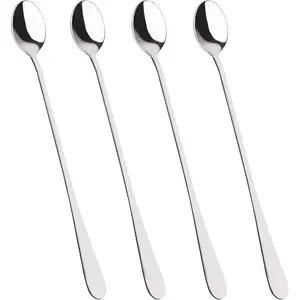 4 count Stainless Steel  Stirring Spoons 9 inch Coffee Stirrers Ice  Spoon Stainless Steel  Stirring Spoons