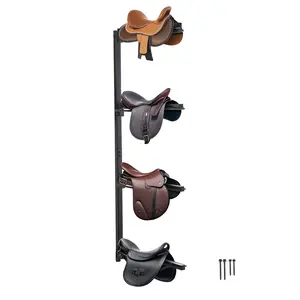 VEVOR Wall Mount Saddle Rack, 24 x 7 x 52 in, Four Tiers Horse Saddle Storage Rack, Heavy Duty  Equestrian Western and English Saddle Stand, Horse Blanket Holder for Tack Room Organization