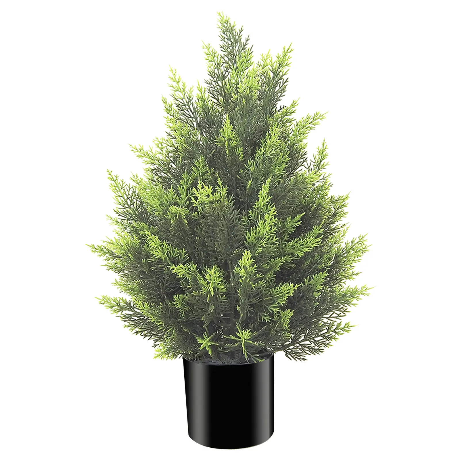 2FT Artificial Topiary Tree with Planter, Faux Cedar Pine Potted Plant, Lifelike Fake Shrub for Home Office Desk Shelf Indoor Outdoor Decor - No Maintenance