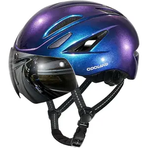 Odoland Adult Adjustable Cycling Helmet with Magnetic Sun Visor, Glasses-Friendly Dial, PC Shell for Men & Women – Mountain, Road, E-Bike Commuting