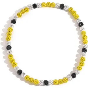 Unisex Rhinestone Bling Baseball Beaded Ice Necklace Sports Jewelry Gift Accessory for Men Women Boys