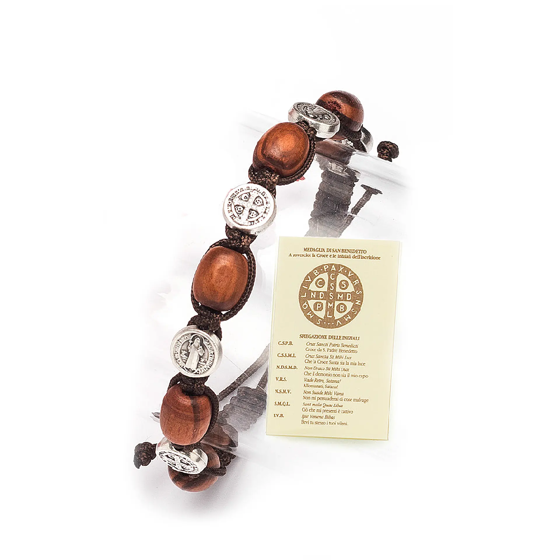 San Benedetto Collections - Saint Benedict Medal and Wood Bracelet for Men and Women