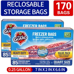 2 PACK Count Heavy Duty Freezer & Refrigerator Storage Bags - Quart Size, Resealable with Easy-Open Tabs, Heavy Duty Heavy Duty Design for Fruits, Vegetables, Meats, Bulk Food Storage - Kitchen Organizers & Accessories