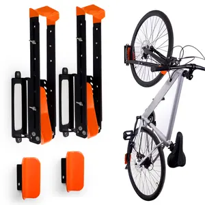 Manual adjustment of the rotating bicycle stand, wall-mounted bicycle hooks, saving garage space. Standing bicycle stand, capable of supporting 77 pounds. Bicycle stand storage, no need to exert effort to lift. Indoor hanging frame - orange, free delivery