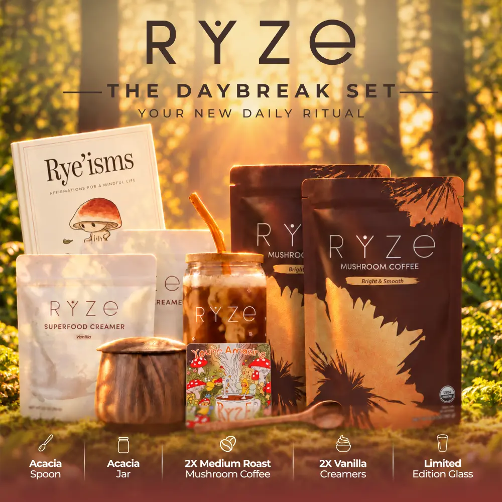 RYZE The Daybreak Set | Organic Mushroom Coffee Starter Kit with Creamer & Accessories