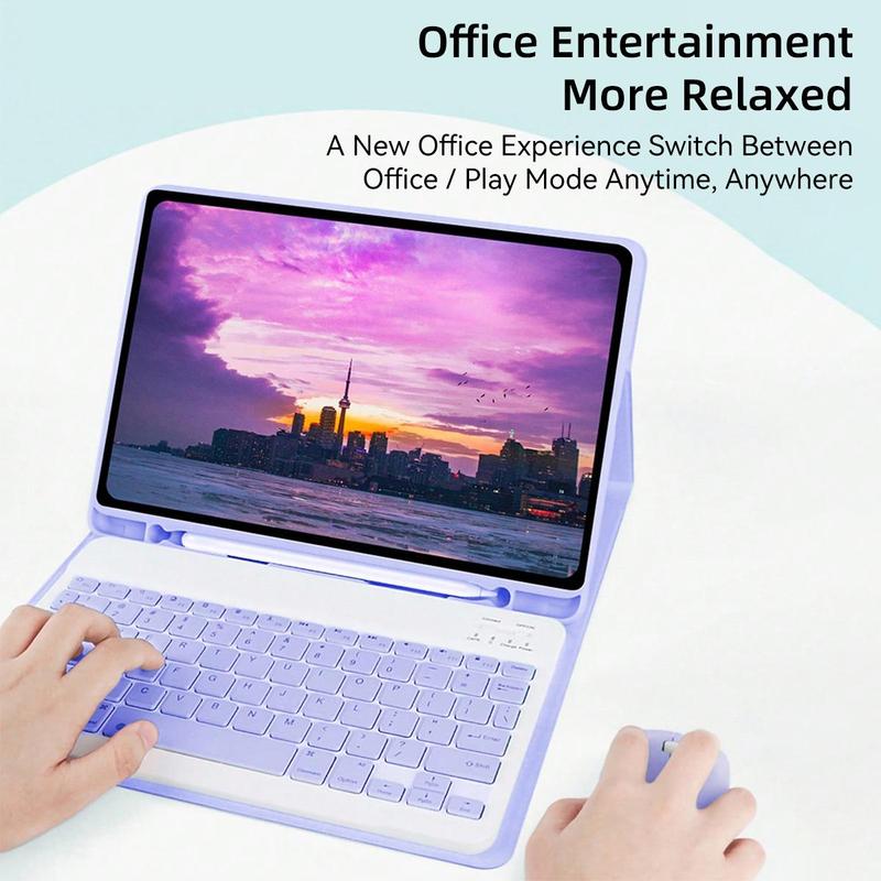 Tablet Case & Keyboard & Mouse Set, Detachable Wireless Keyboard Cover, Tablet Keyboard Protector, Tablet Accessories for iPad