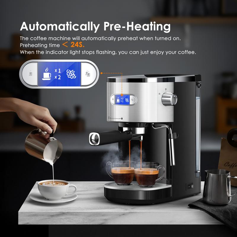 COWSAR Espresso Machine 20 Bar, Semi-Automatic Coffee Maker with Milk Frother Steam Wand, Nespresso Capsule Compatible, 45 oz Removable Water Tank for Cappuccino, Latte, Home,1350W